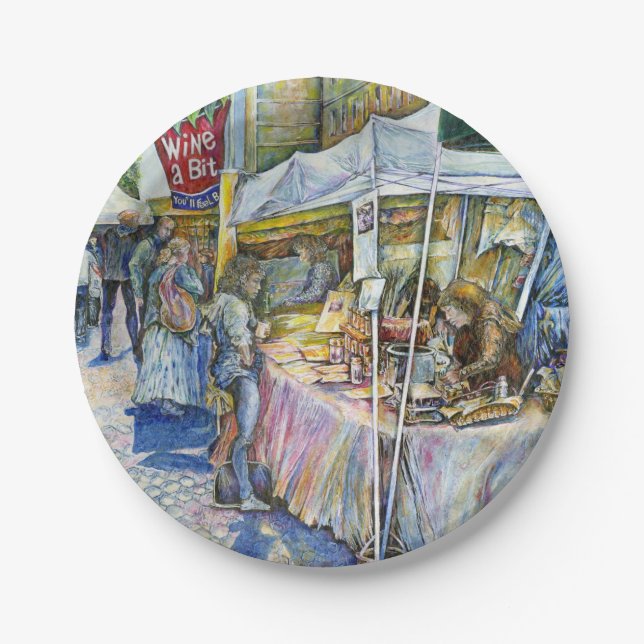 Corner of Flying Pig Farm and Wine a Bit. Paper Plate (Front)