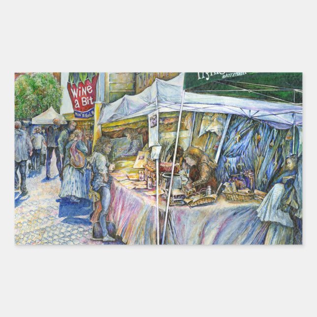 Corner of Flying Pig Farm and Wine a Bit. Rectangular Sticker (Front)