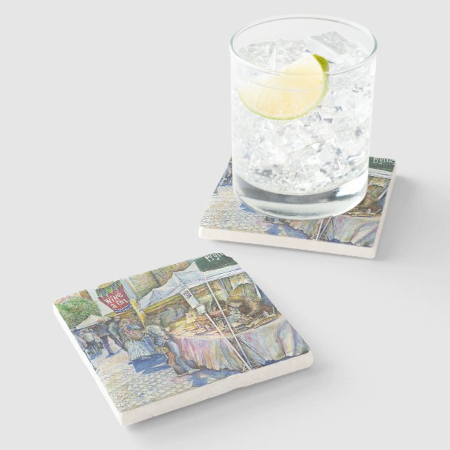 Corner of Flying Pig Farm and Wine a Bit. Stone Coaster (Side)