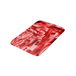 Corner of inclined squares, showy red to whitish bath mat