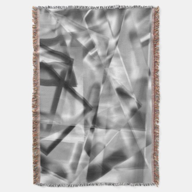 Corner of square pieces of acrylic, grey to white throw blanket (Front Vertical)