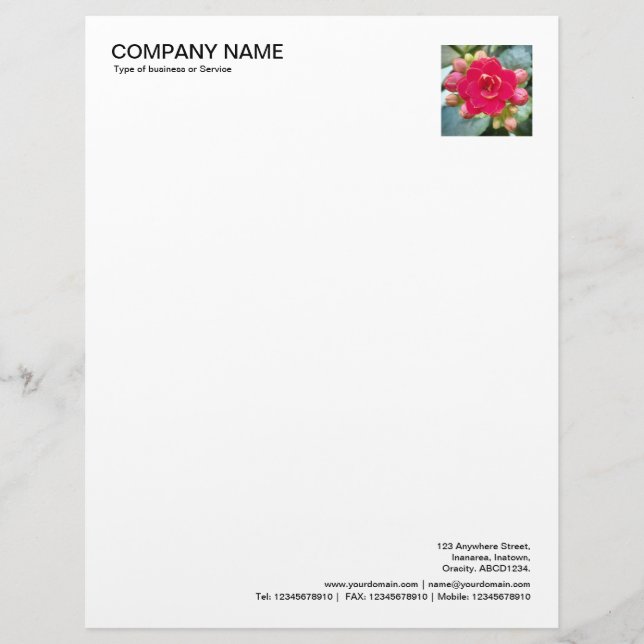 Corner Photo - Kalanchoe Flower Custom Letterhead (Front)
