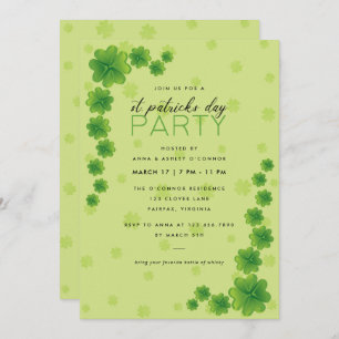 Corner Shamrocks Green St. Patrick's Day Invitation