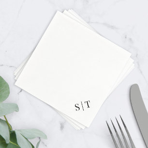 Corner White and Black Colour Wedding Monogram Napkin