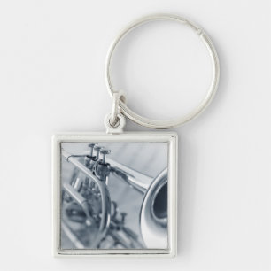 Cornet on Music Sheets Key Ring