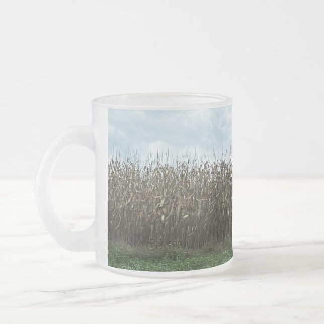 Cornfield Flyby Frosted Glass Coffee Mug (Left)
