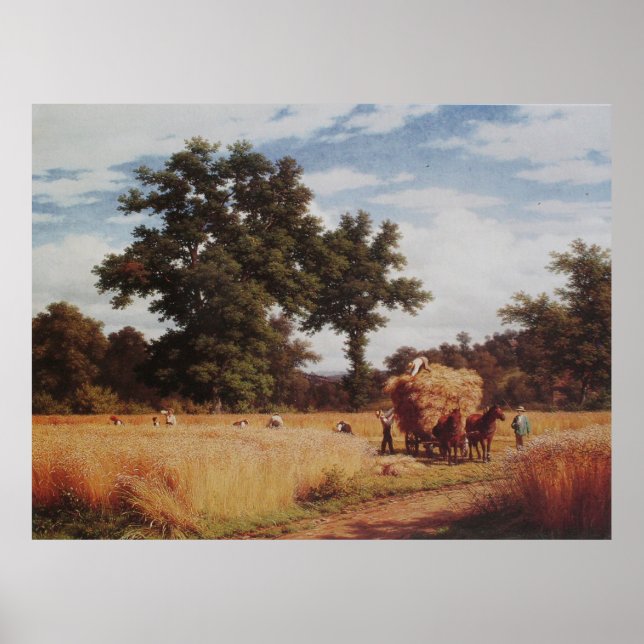 Cornfield With Oaks | Landscape Oil Painting Poster (Front)