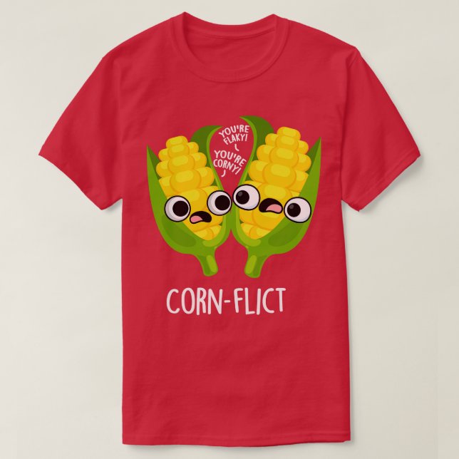Cornflict Cute Corn Flake Pun 1 T-Shirt (Design Front)
