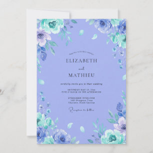 Cornflower Aqua Watercolor Wedding Invitation