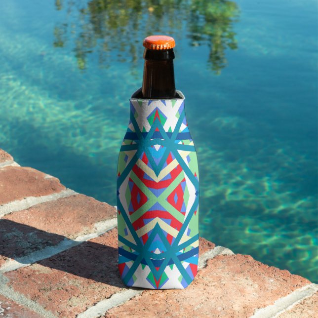 Cornflower Balanced Harmony Colours Abstract Lines Bottle Cooler (In Situ Pool)
