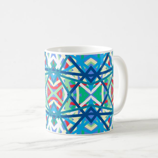 Cornflower Balanced Harmony Colours Abstract Lines Coffee Mug (Front Right)