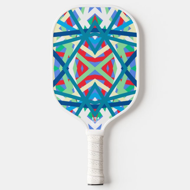 Cornflower Balanced Harmony Colours Abstract Lines Pickleball Paddle (Front)