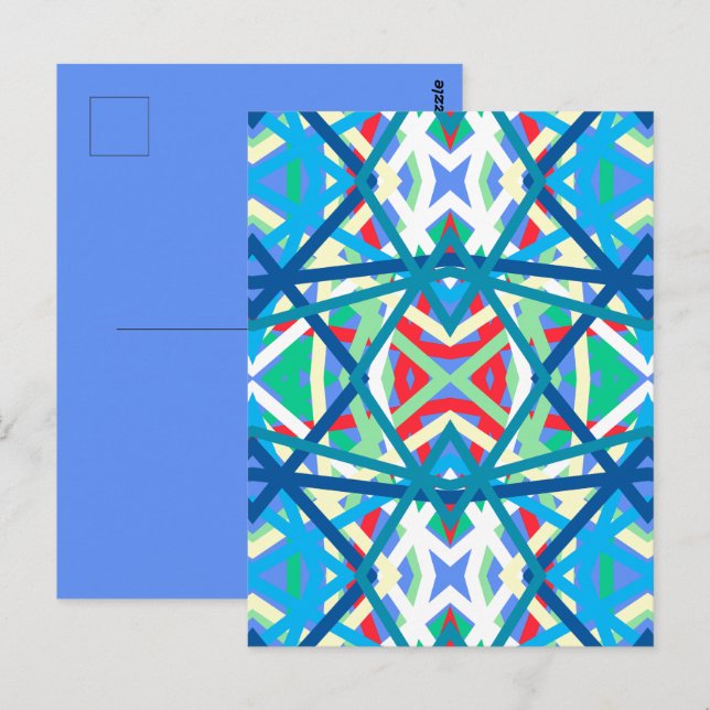 Cornflower Balanced Harmony Colours Abstract Lines Postcard (Front/Back)