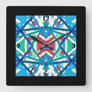 Cornflower Balanced Harmony Colours Abstract Lines Square Wall Clock