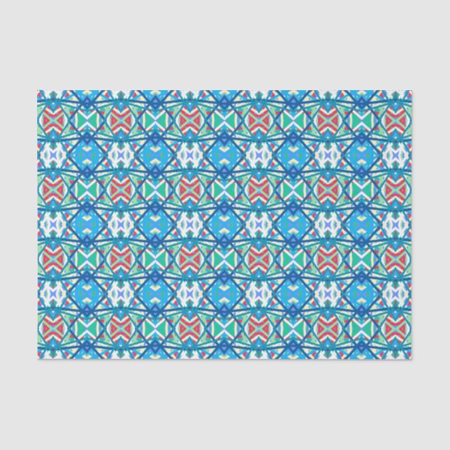 Cornflower Balanced Harmony Colours Abstract Lines Tissue Paper (Front)