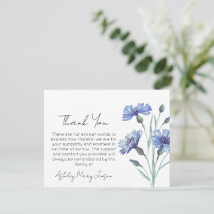 Cornflower Bereavement Thank You Card