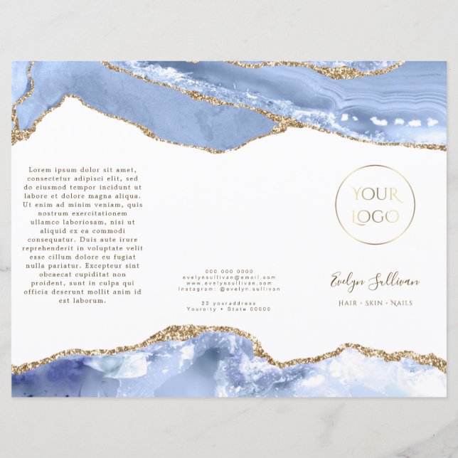 Cornflower blue agate brochure (Front)