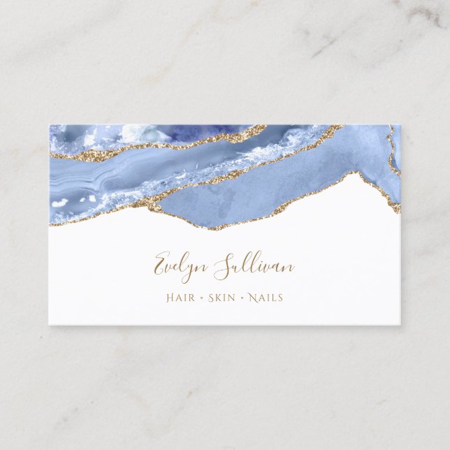 Cornflower blue agate business card (Front)