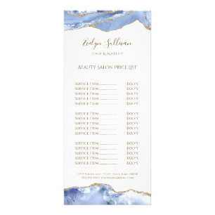 Cornflower blue agate price list rack card