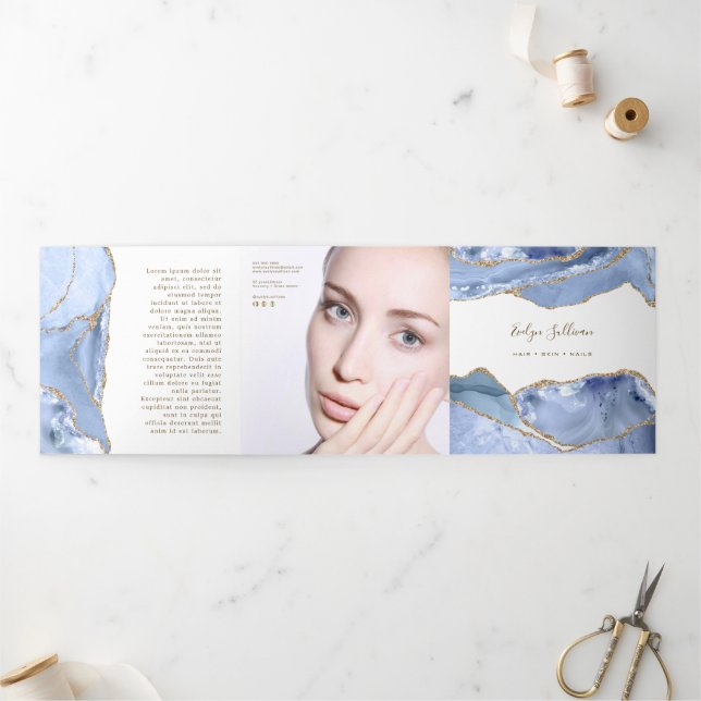 Cornflower Blue Agate Trifold Brochure (Outside)