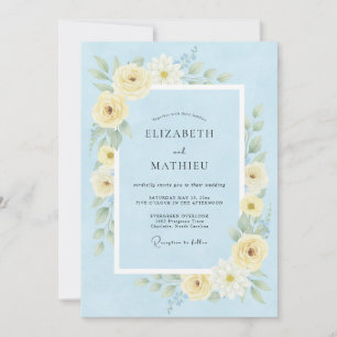 Cornflower Blue Airy Spring Wedding Invitation