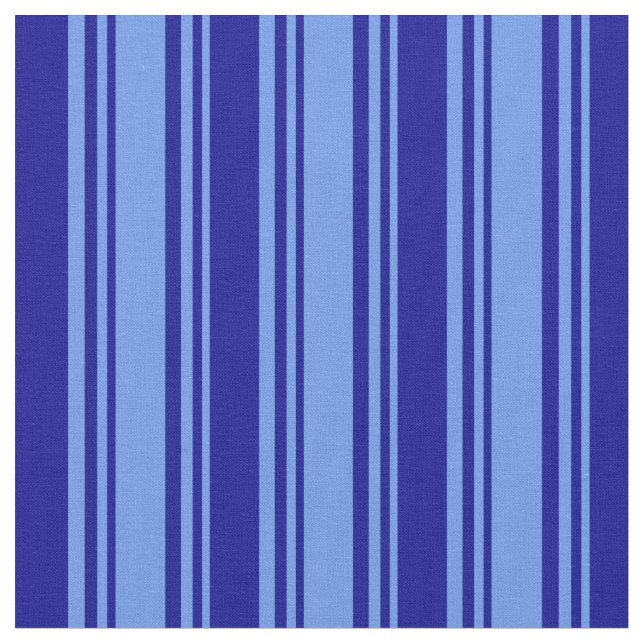 Cornflower Blue and Dark Blue Coloured Lines Fabric (Close Up)