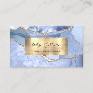 Cornflower Blue and Gold Agate Business Card