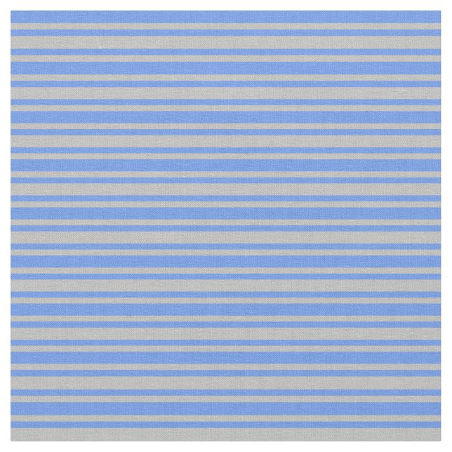 Cornflower Blue and Grey Coloured Stripes Fabric (Close Up)