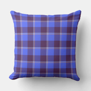Cornflower Blue and Livid Brown Plaid Cushion