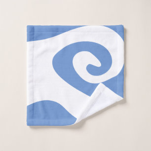 Cornflower Blue and White Swirl Wave Bath Towel Set