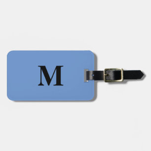 Cornflower Blue Black Monogram Initial Gift Favour Luggage Tag