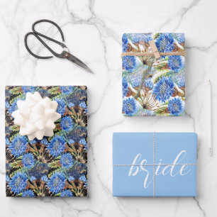 Cornflower Blue Bridal Wedding   Wrapping Paper Sheet