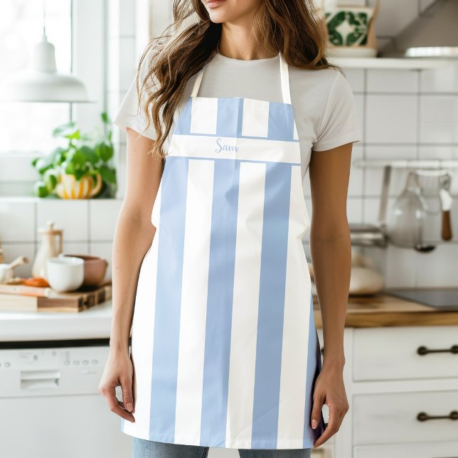 Cornflower Blue Candy Stripe Apron (Candy Stripe Blue Apron)