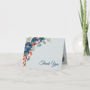 Cornflower Blue & Copper Wedding Thank You Card