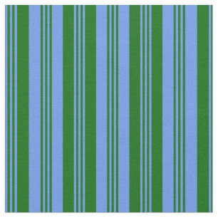 Cornflower Blue & Dark Green Coloured Pattern Fabric