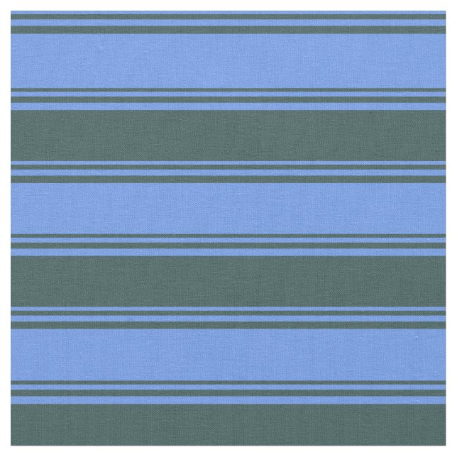 Cornflower Blue & Dark Slate Grey Coloured Stripes Fabric (Close Up)