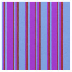 Cornflower Blue, Dark Violet, and Maroon Stripes Fabric
