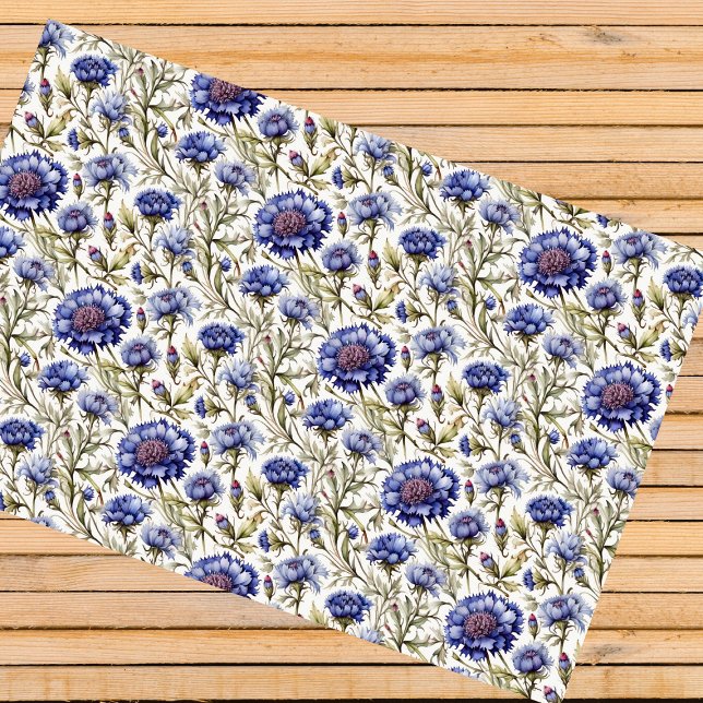 Cornflower blue decoupage tissue paper (Floral aesthetic)