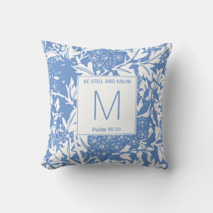 Cornflower Blue Floral Monogram Cushion