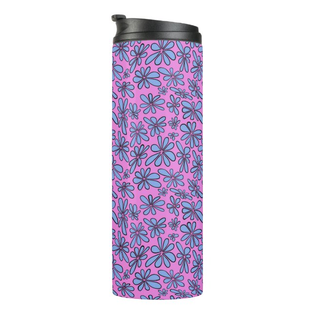 Cornflower blue free spirit floral small scale thermal tumbler (Rotated Right)