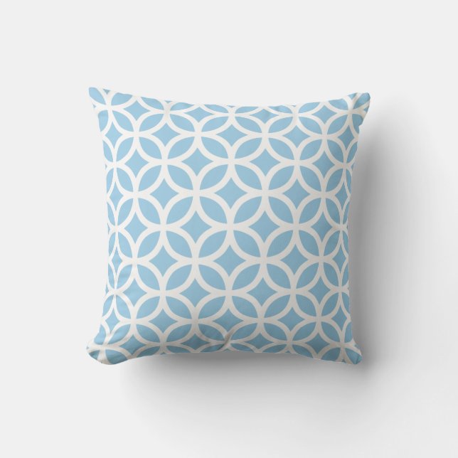 Cornflower Blue Geometric Pattern Pillow (Front)