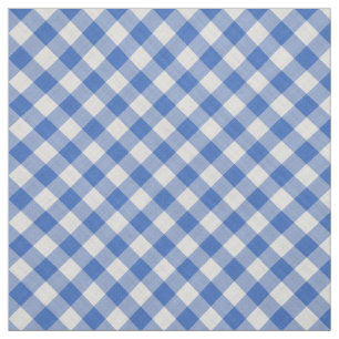 Cornflower Blue Gingham Checkered Plaid Print Fabric