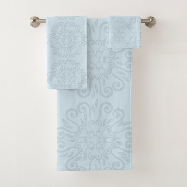 CORNFLOWER BLUE HAMPTONS STYLE BATHROOM TOWEL SET (Insitu)