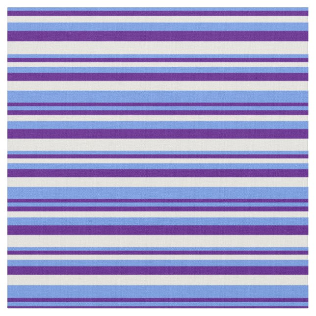 Cornflower Blue, Indigo, and White Stripes Fabric (Close Up)