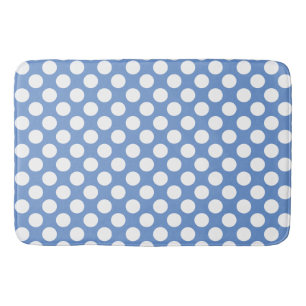 Cornflower Blue: Large white Polka Dot Pattern Bath Mat