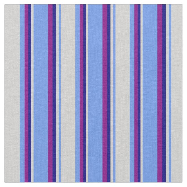 Cornflower Blue, Light Grey, Blue, and Purple Fabric (Close Up)