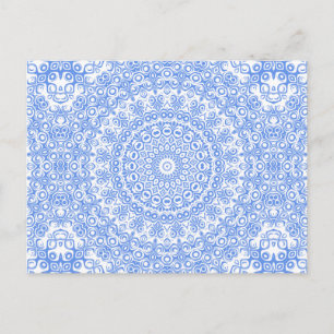 Cornflower Blue Mandala Pattern Postcard