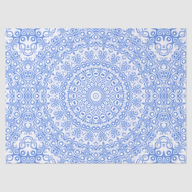Cornflower Blue Mandala Pattern Tissue Paper (Front)