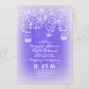 cornflower blue mason jars floral wedding invitation