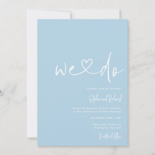 Cornflower Blue Minimalist Script Modern Wedding Invitation